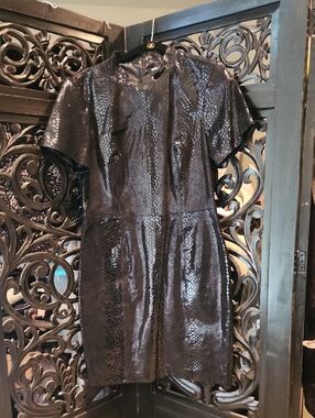 ASOS Black Snake Print Leather Dress US6 New With Tags NWT